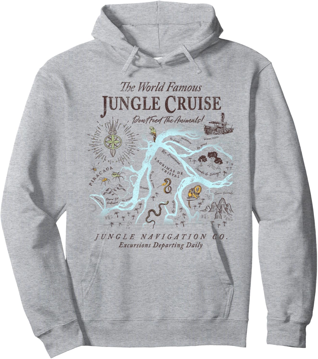 Disney Jungle Cruise World Famous Excursions Departing Daily Short Sleeve Hoodie - Hoodie | Ash