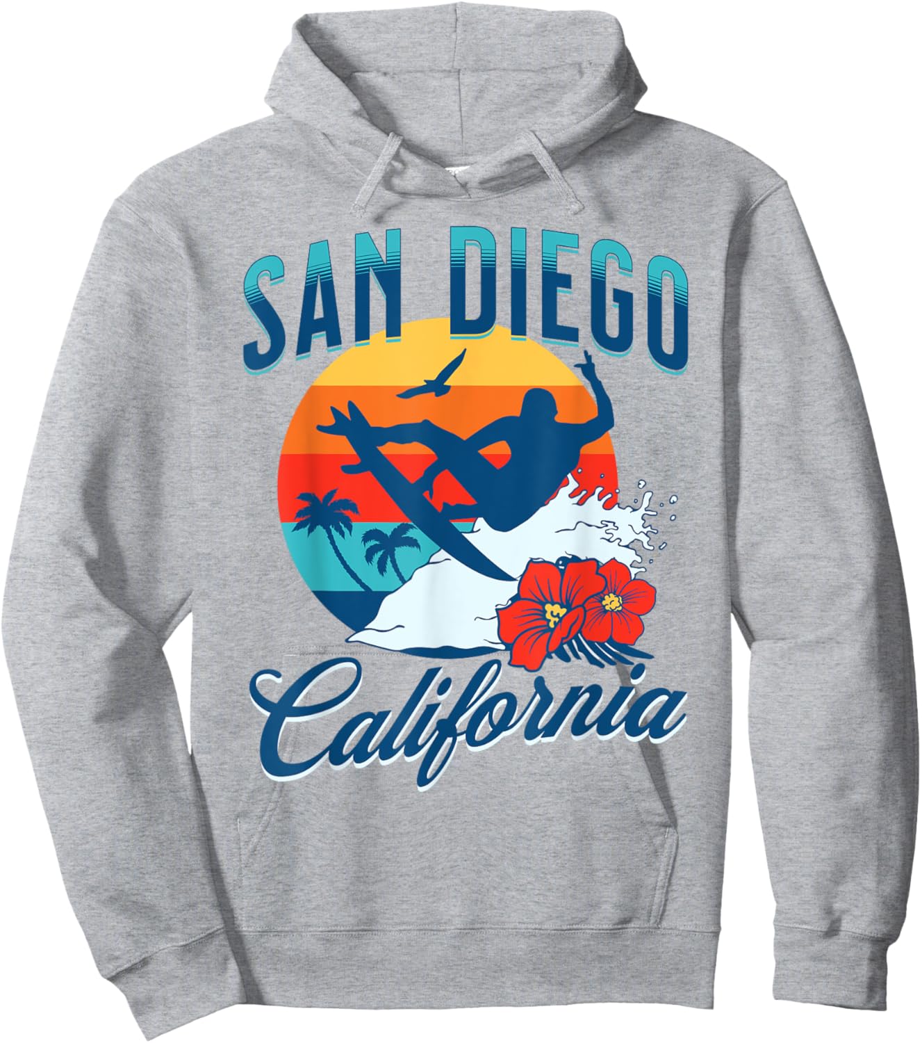 San Diego California Beach Surf Summer Vacation Vintage Hoodie - Hoodie | Ash