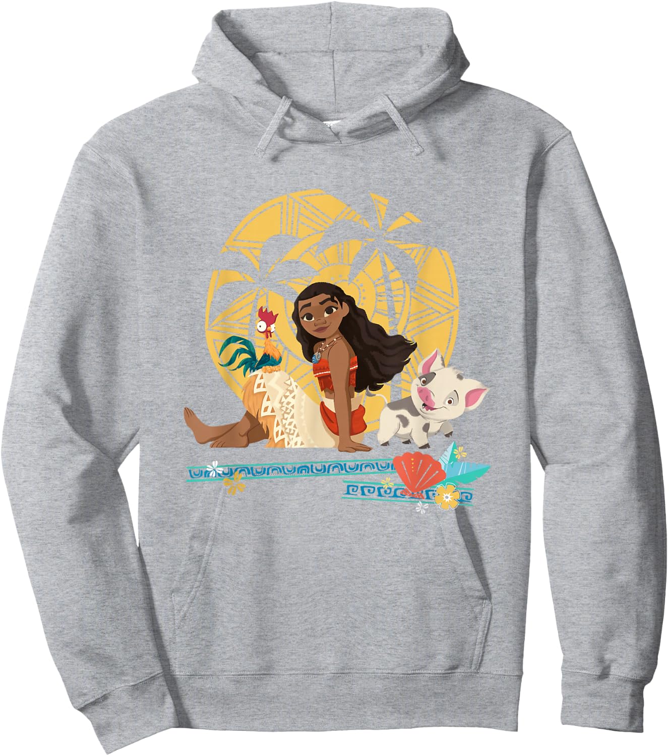Disney Moana Hei Hei Moana Pua Enjoying Sunset Chest Poster Hoodie - Hoodie | Ash