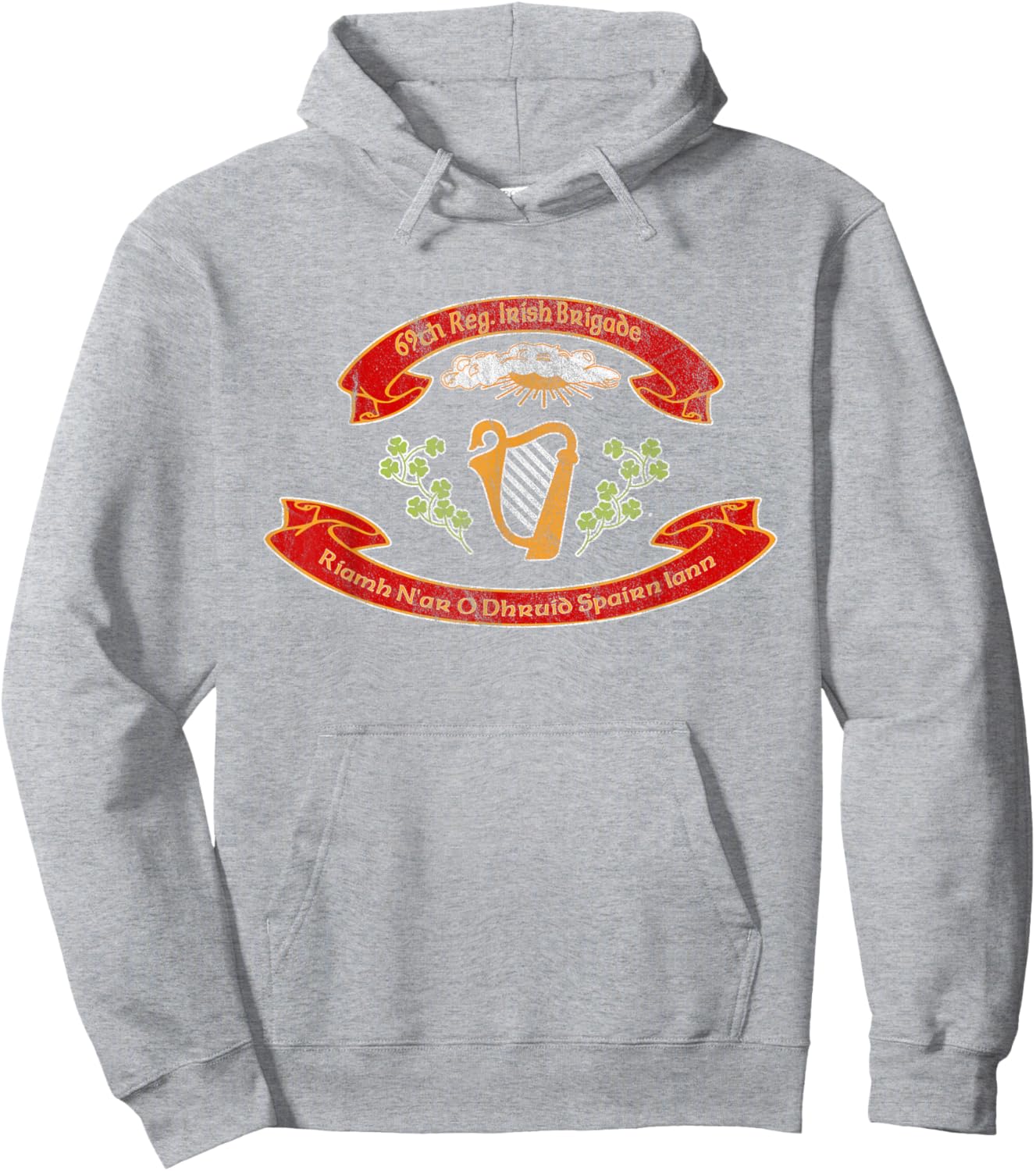 USA Patriotic Gear Vintage Civil War Irish Brigade Flag Hoodie - Hoodie | Ash
