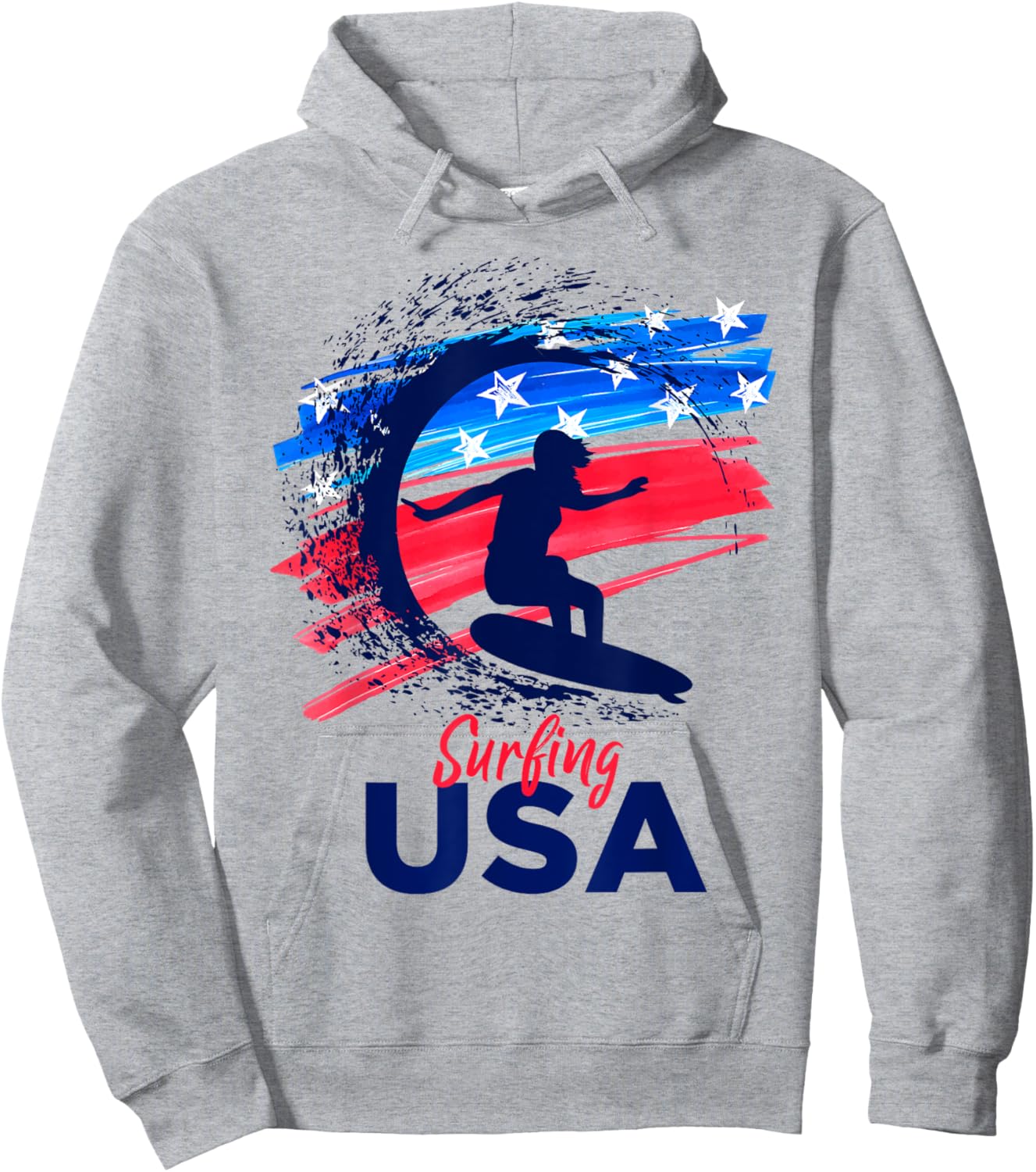 Surfing USA Support the Team Shirt USA Flag Hoodie - Hoodie | Ash
