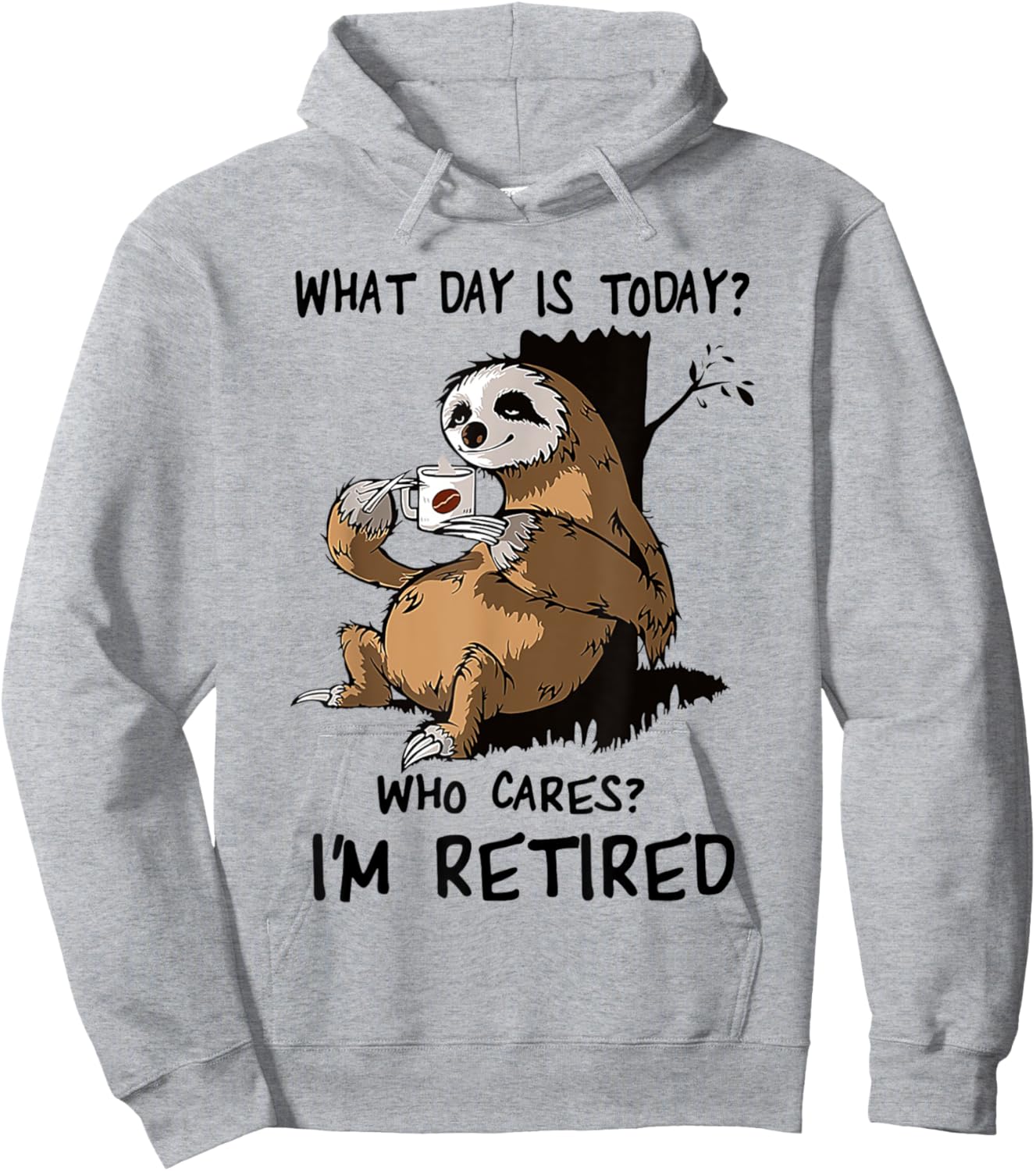 What Day Is Today Who Cares I'm Retired Sloth Hoodie - Hoodie | Ash