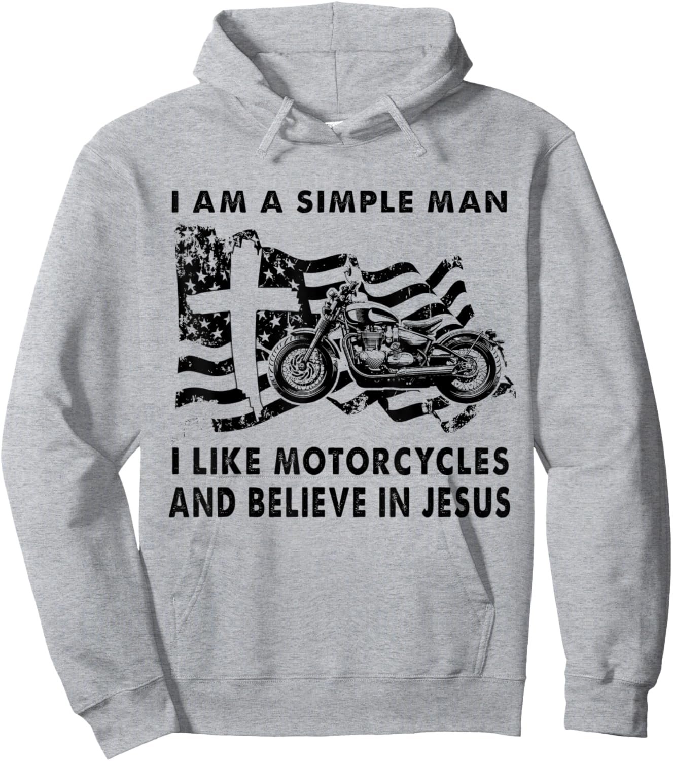 A Simple Man I Like Motorcycles And Believe In Jesus Riding Hoodie - Hoodie | Ash