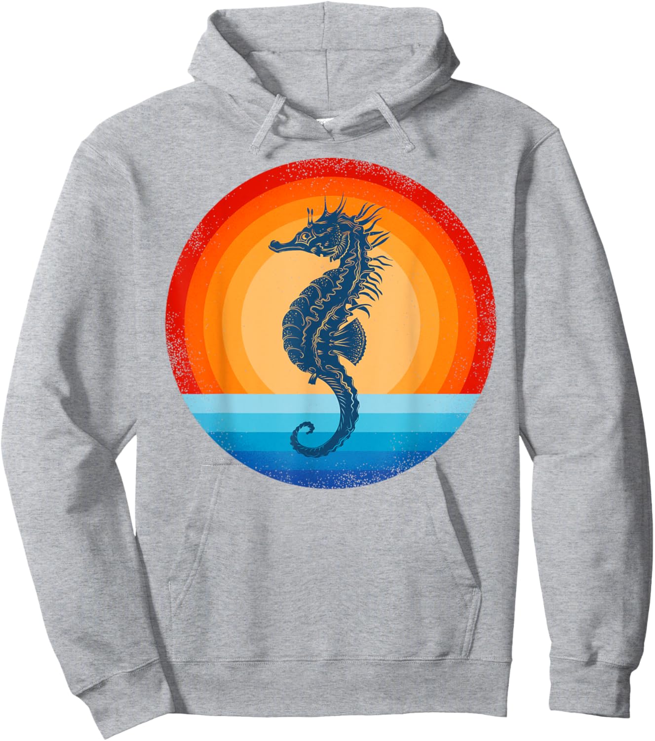 Seahorse Retro Vintage 60s 70s Sunset Seal Animal Men Women Hoodie - Hoodie | Ash