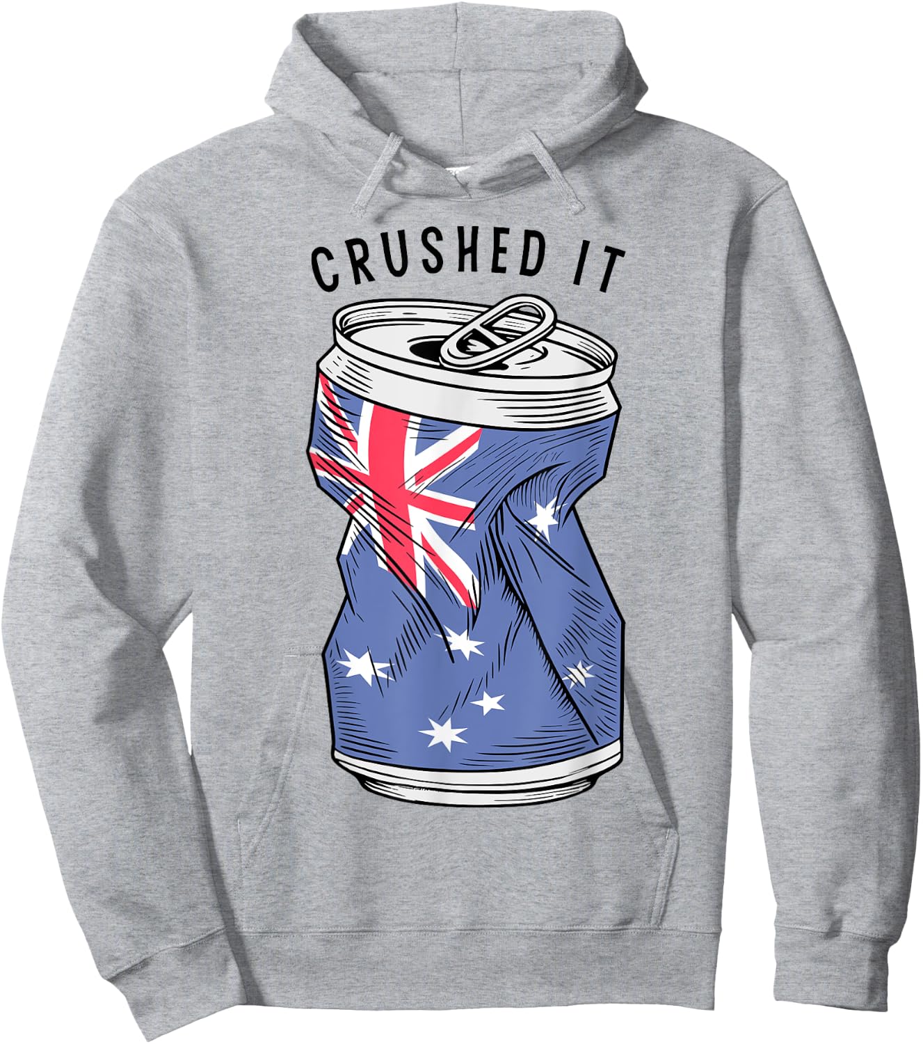 Australian Flag Beer Can Australia Aussie Funny Crushed It Hoodie - Hoodie | Ash