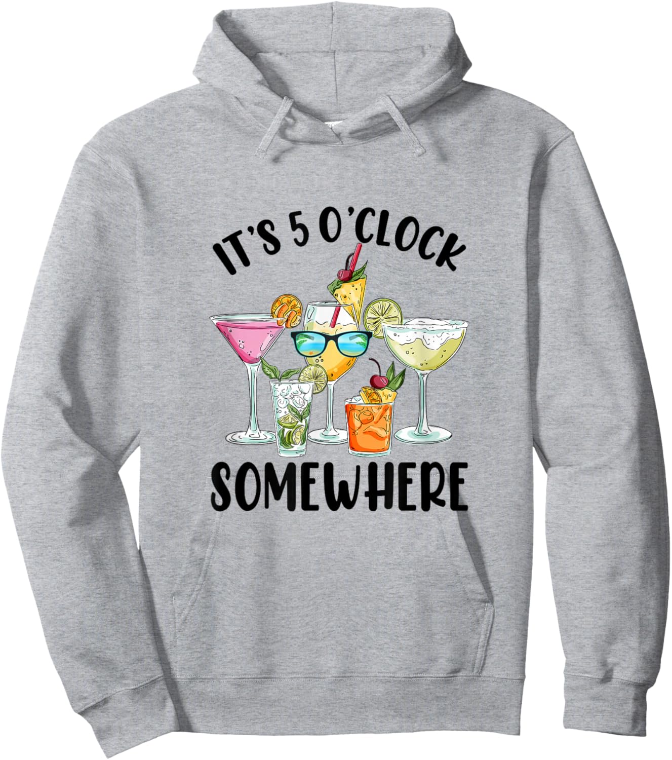 Its 5 Oclock Somewhere Drinking Hello Summer Beach Hoodie - Hoodie | Ash