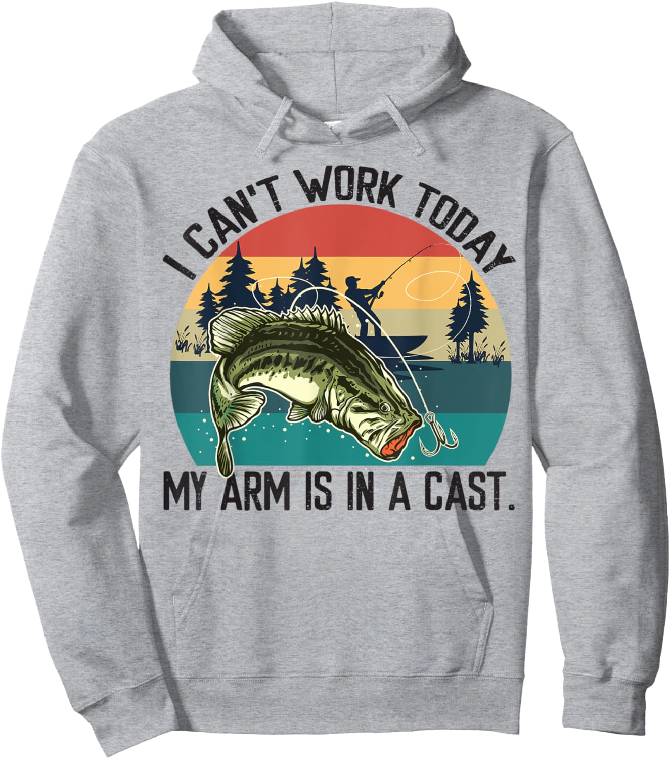 I Can't Work Today, My Arm Is In A Cast, Fishing Vintage Hoodie - Hoodie | Ash