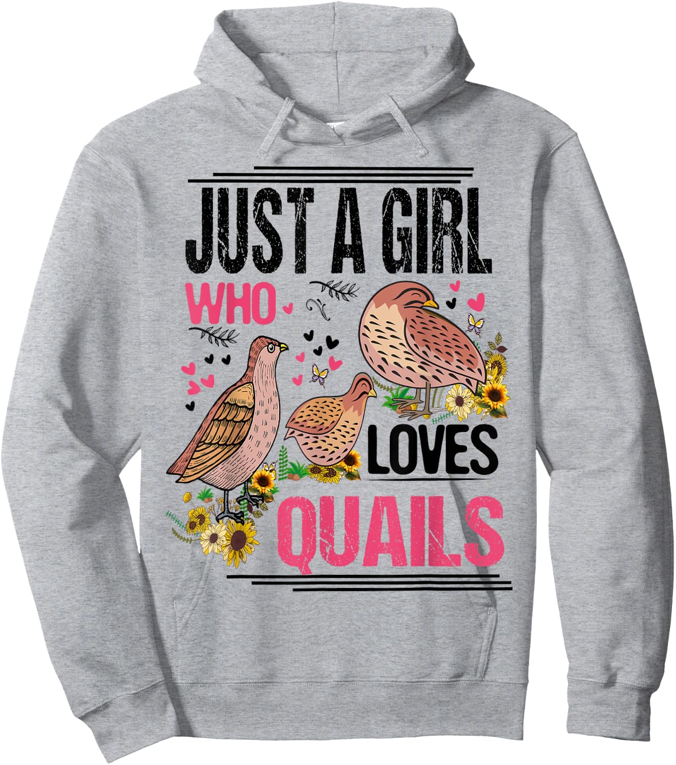 Just A Girl Who Loves Quails Funny Quails Lovers Floral Bird Hoodie - Hoodie | Ash