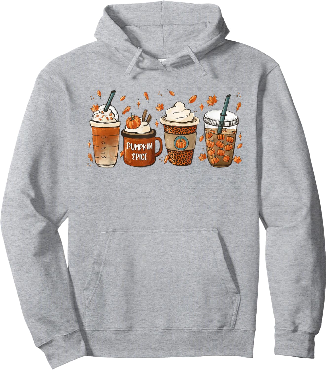 Fall Coffee Pumpkin Spice Latte Iced Warm Cozy Autumn Orange Hoodie - Hoodie | Ash