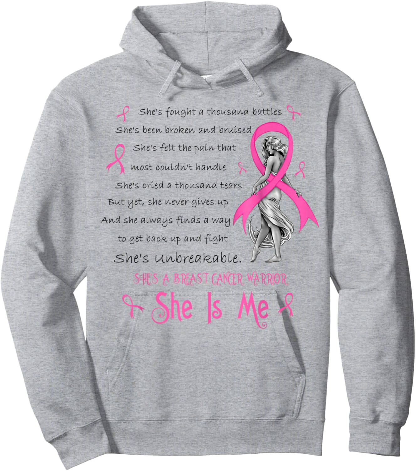 She's A Breast Cancer Warrior She Is Me Breast Cancer Month Hoodie - Hoodie | Ash