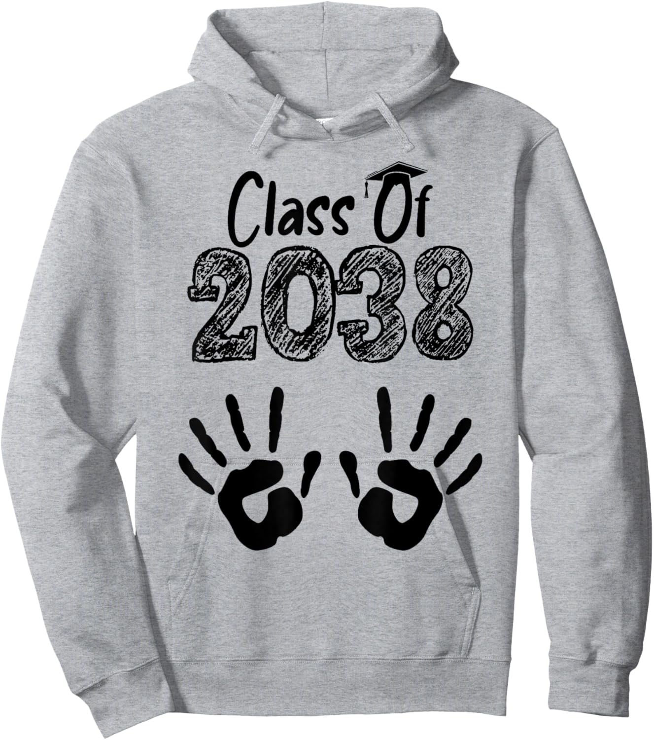 Class of 2038 Grow With Me Shirt Handprint On Back Pre-K Hoodie - Hoodie | Ash