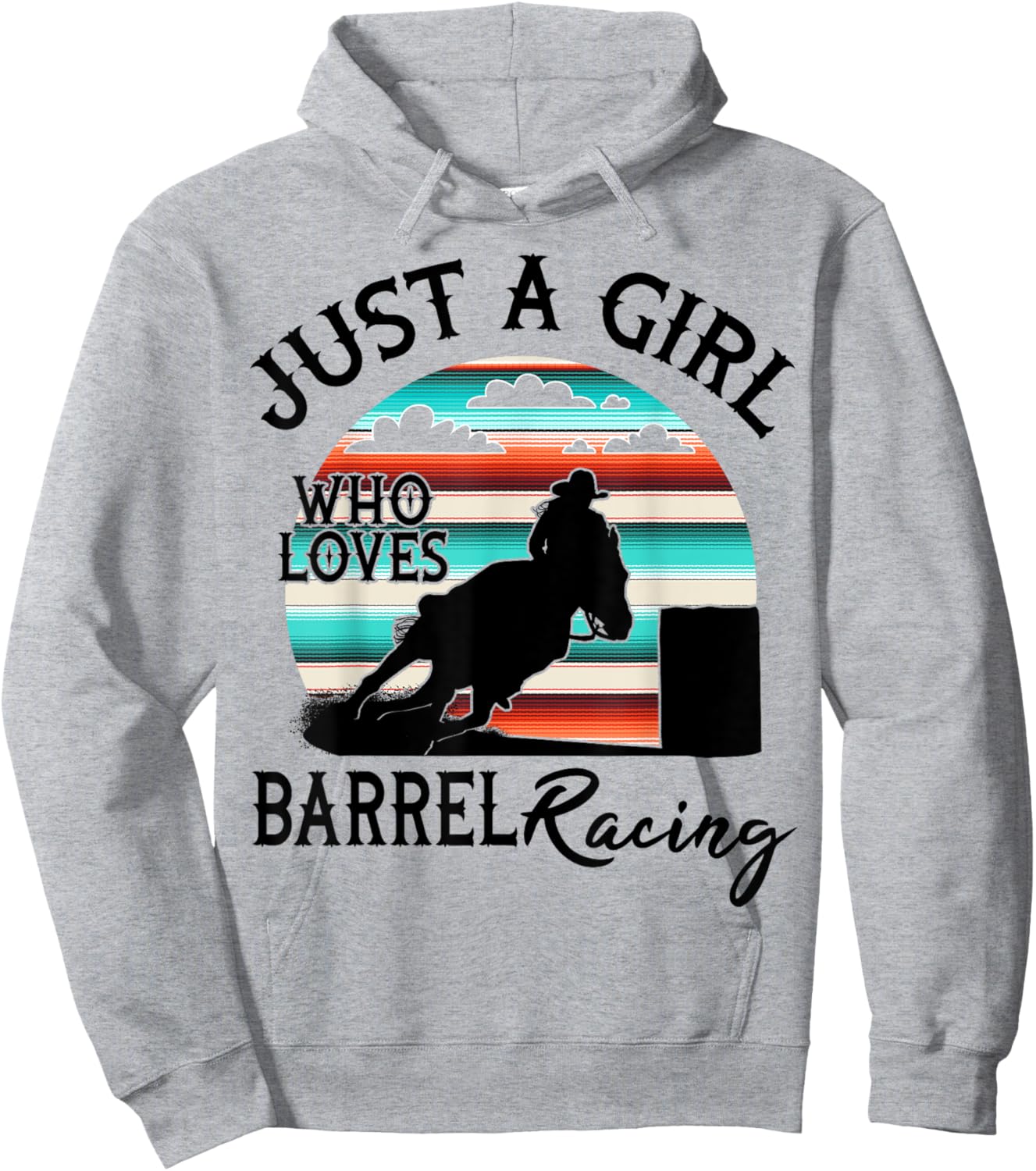 Western Rodeo Cowgirl Serape Sunset Horse Barrel Racing Hoodie - Hoodie | Ash