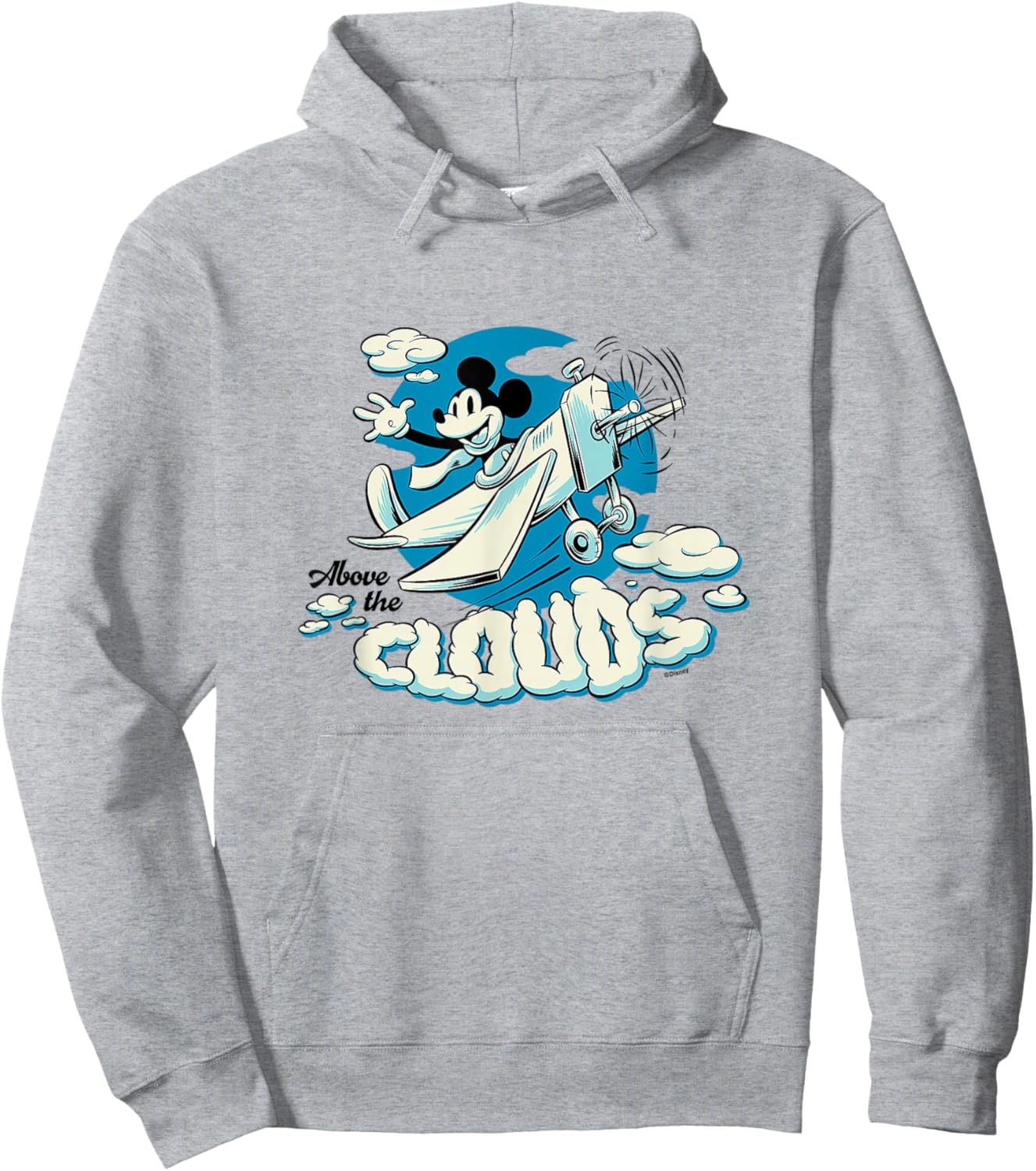 Mickey Mouse - Airplane Above The Clouds Hoodie - Hoodie | Ash
