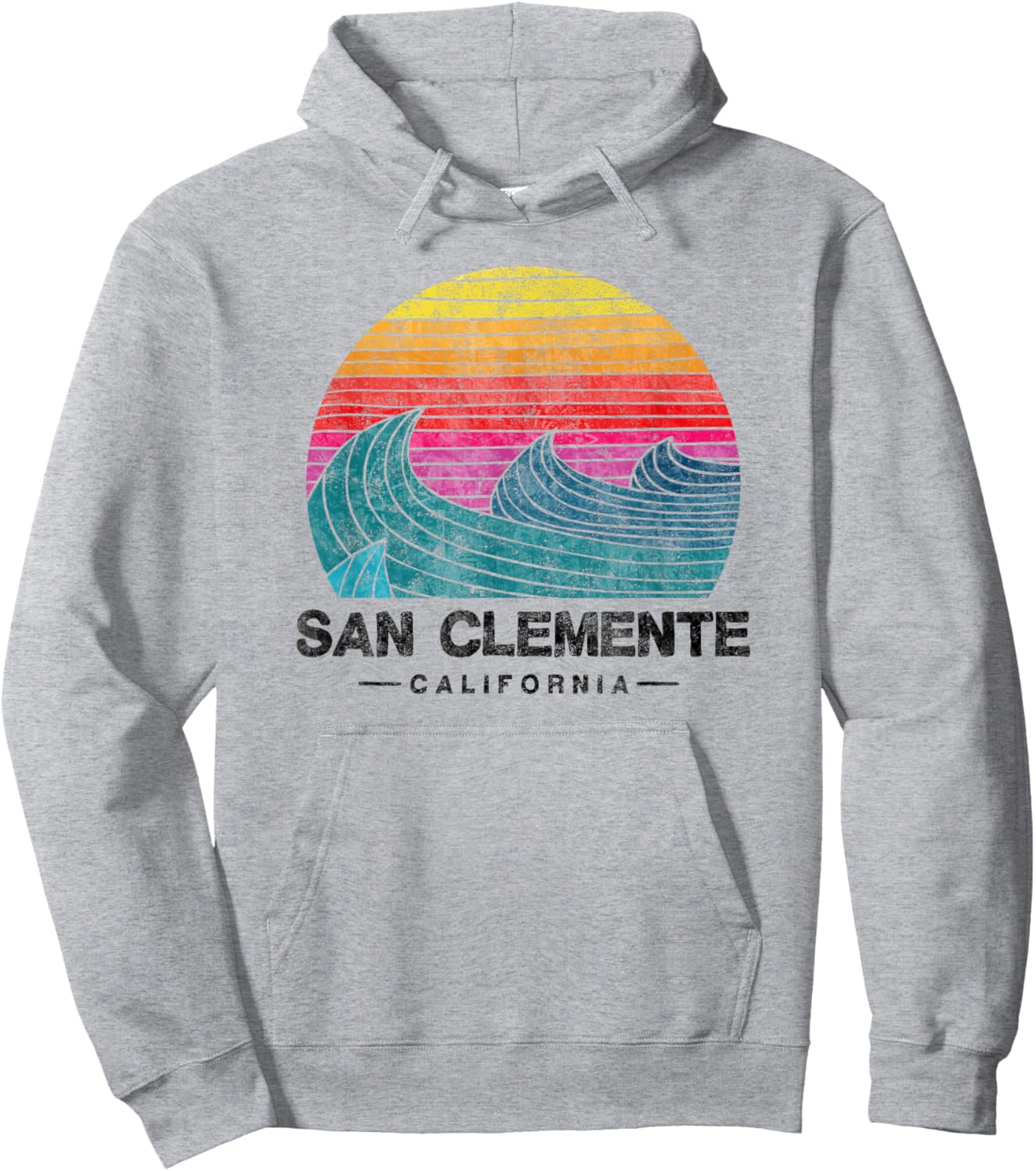 San Clemente Surfing Waves Beach Retro Cali Sunset Surf Hoodie - Hoodie | Ash