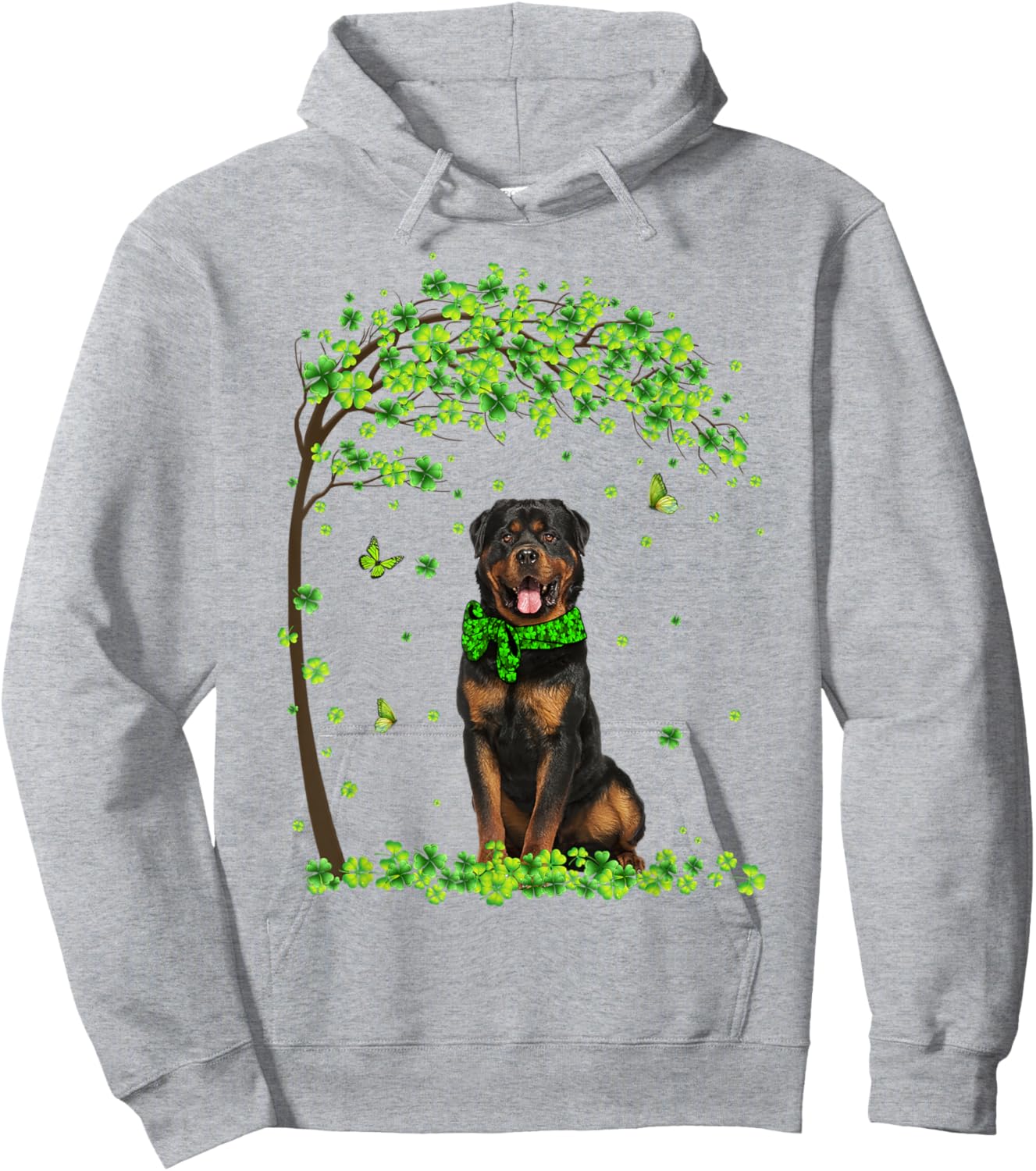 Rottweiler Dog Shamrock Green Butterfly St Patrick's Men Women Kids Hoodie - Hoodie | Ash