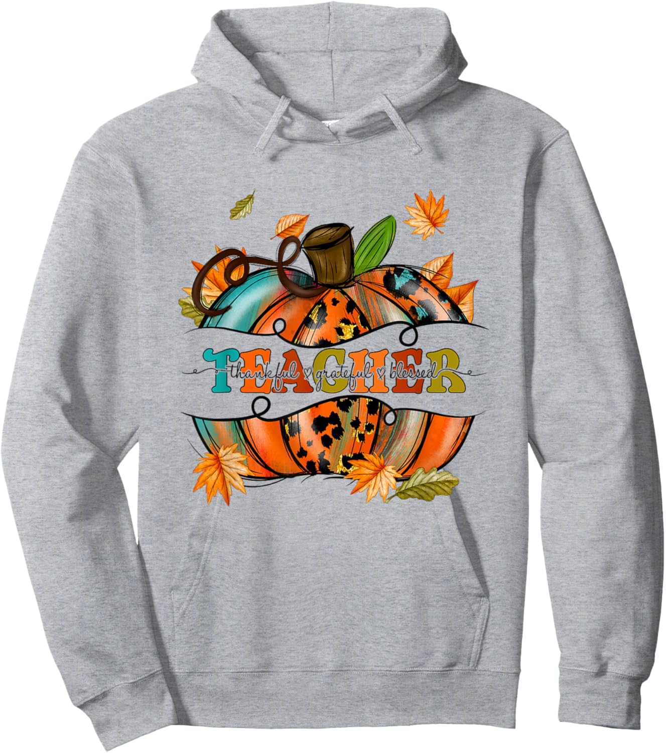 Autumn Fall Outfit Teacher Thankful Grateful Blessed Pumpkin Men Women Hoodie - Hoodie | Ash