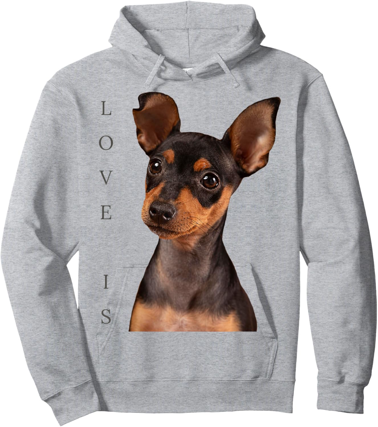 Miniature Pinscher Shirt Min Pin Mom Dad Dog Love Is Funny Hoodie - Hoodie | Ash