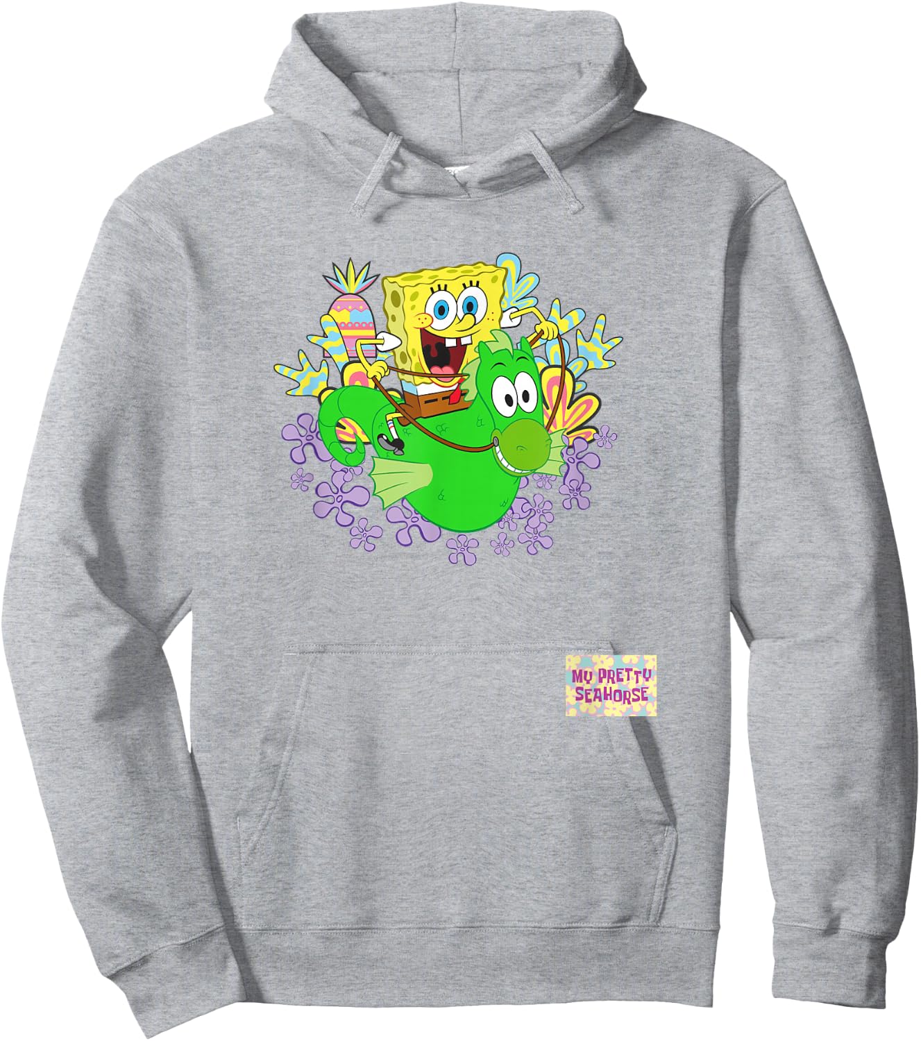 SpongeBob SquarePants My Pretty Seahorse Bob Riding Mystery Hoodie - Hoodie | Ash