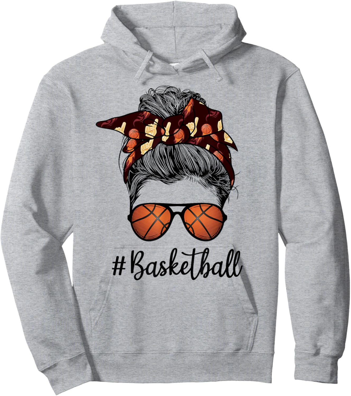 Bleached Life Basketball Mom Leopard Messy bun Glasses Hoodie - Hoodie | Ash