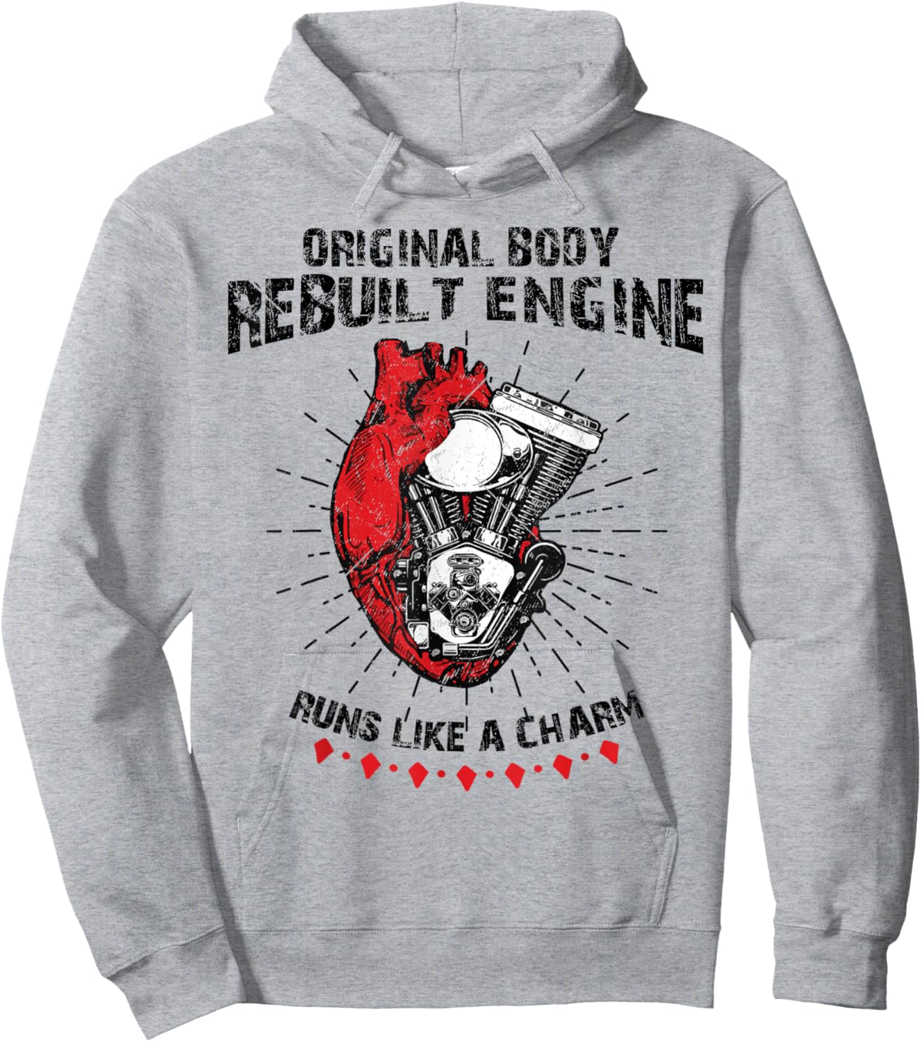 Funny Open Heart Surgery Original Body Rebuilt Engine Hoodie - Hoodie | Ash