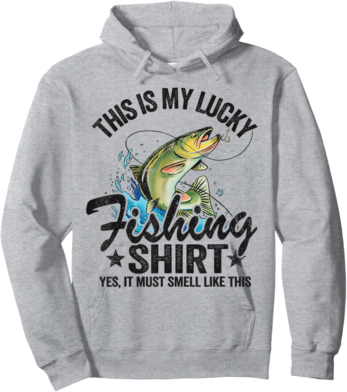 Bass Fishing Jokes Humor Fisherman This Is My Lucky Fishing Hoodie - Hoodie | Ash