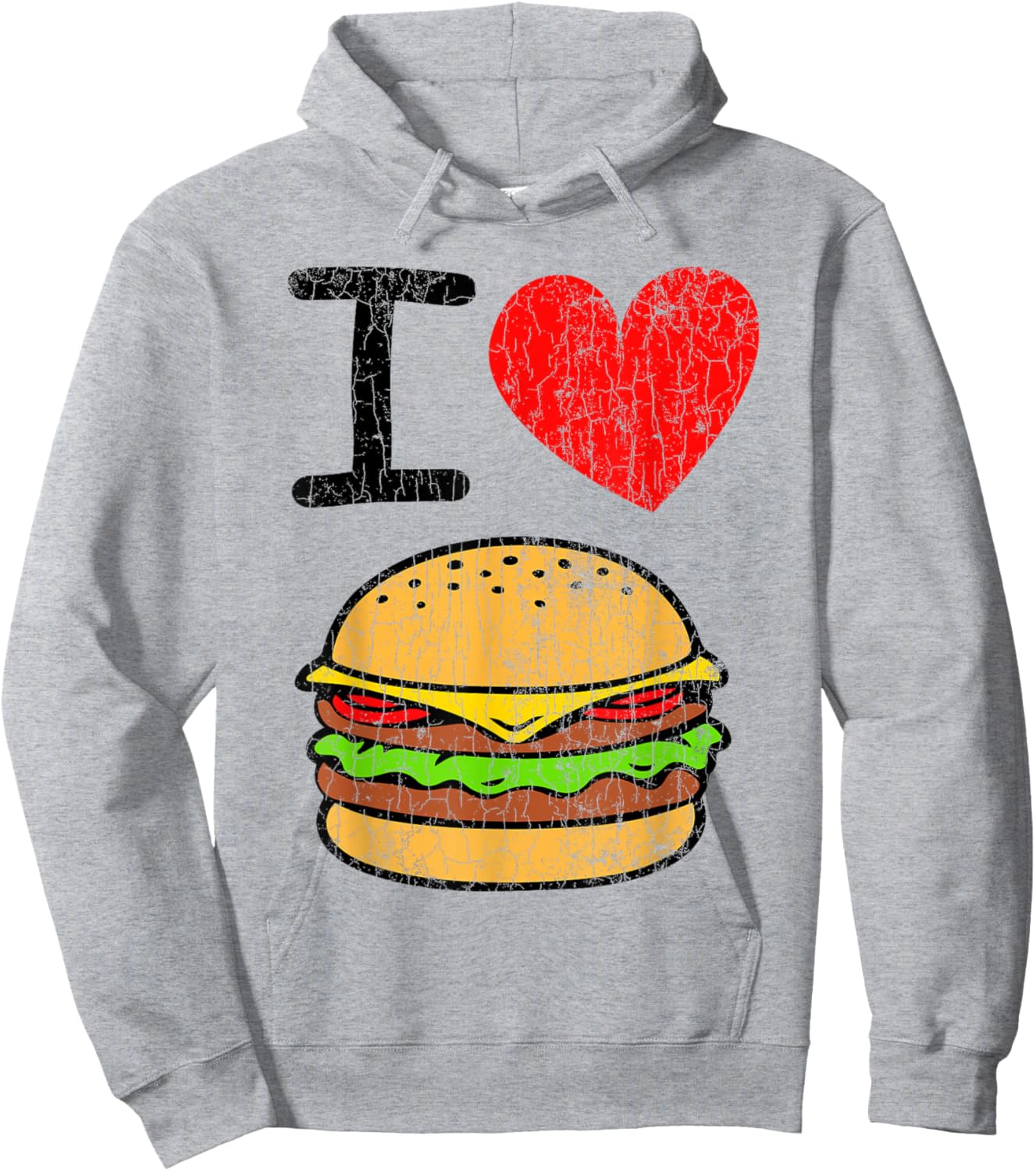 I Love Burgers Funny Hamburger Cheeseburger Graphic Hoodie - Hoodie | Ash