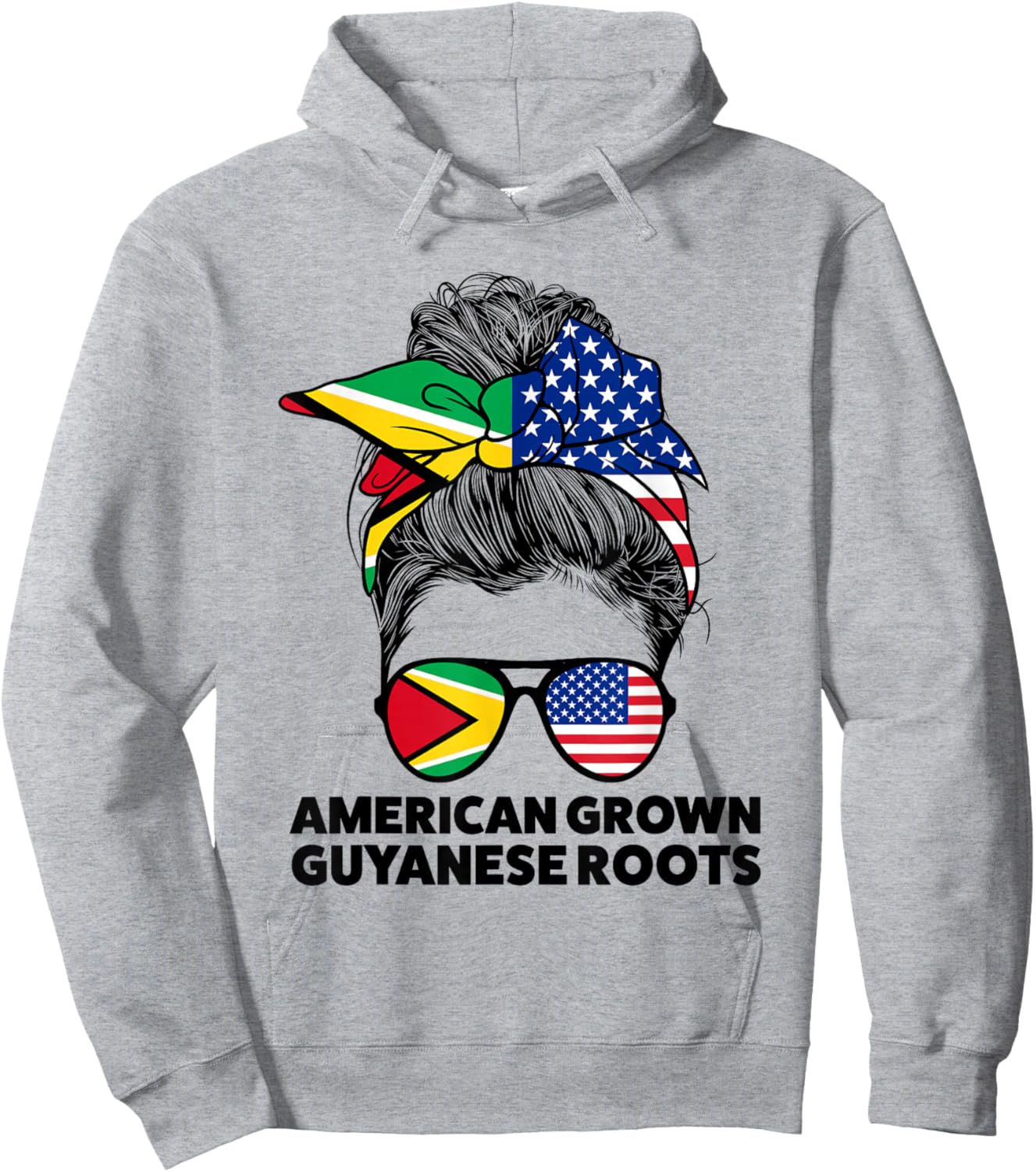 American Grown Guyanese Roots Guyana Guyanese Flag Hoodie - Hoodie | Ash