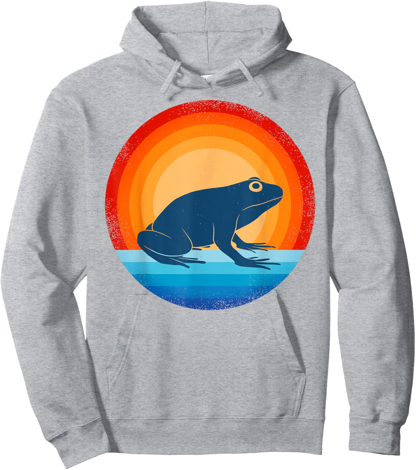 Frog Retro Vintage 60s 70s Sunset Amphibian Animal Men Women Hoodie - Hoodie | Ash