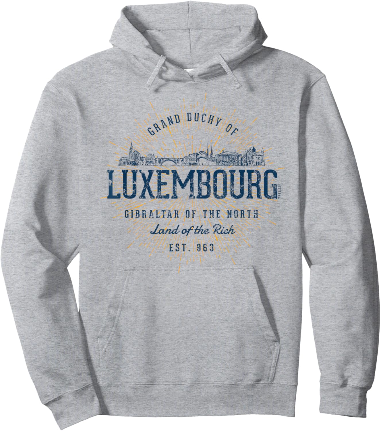 Vintage Luxembourg Retro Hoodie - Hoodie | Ash