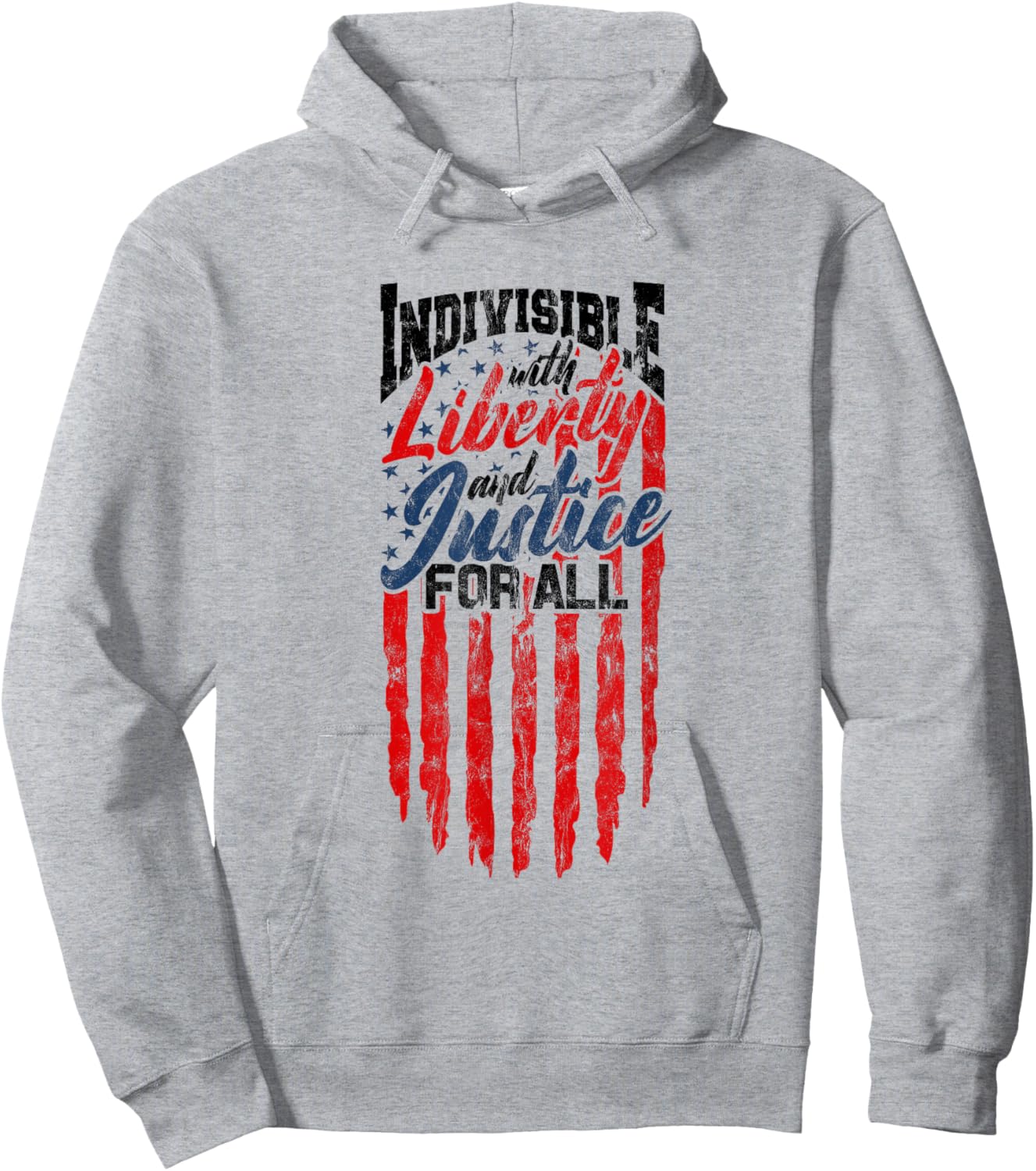 Indivisible with Liberty and Justice for All - US Flag Hoodie - Hoodie | Ash