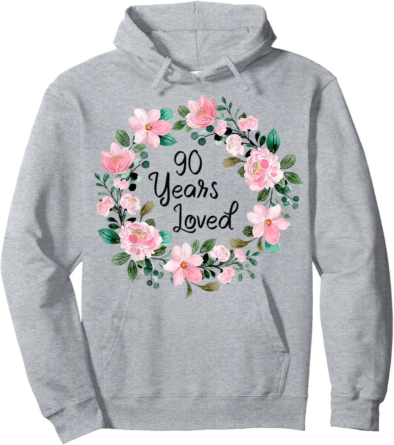 90 Years Loved Men Women 90 Years Old Floral 90th Birthday Hoodie - Hoodie | Ash