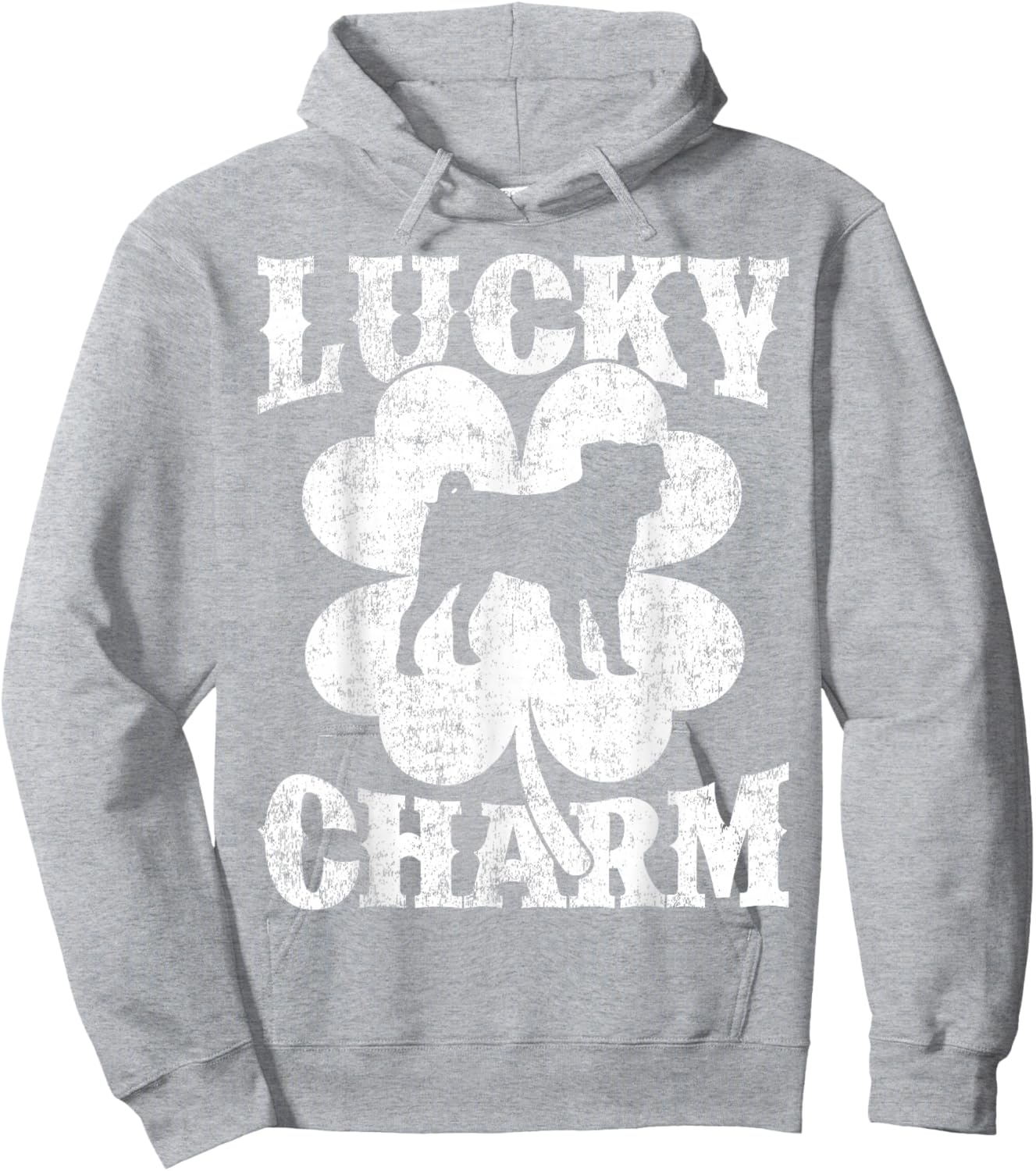 Shamrock Leaf Lucky Charm Pug Dog St Patrick's Day Hoodie - Hoodie | Ash