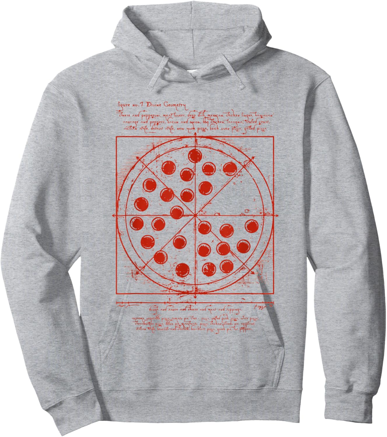 DaVinci Loves Pizza Vitruvian Human Pizza Vitruvian Pizzeria Pizza Baker Hoodie - Hoodie | Ash