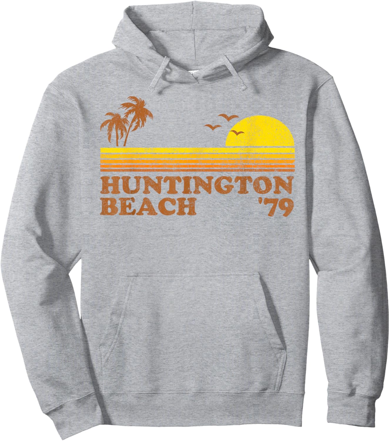 Vintage Huntington Beach California Retro Sunset 70's Gift Hoodie - Hoodie | Ash