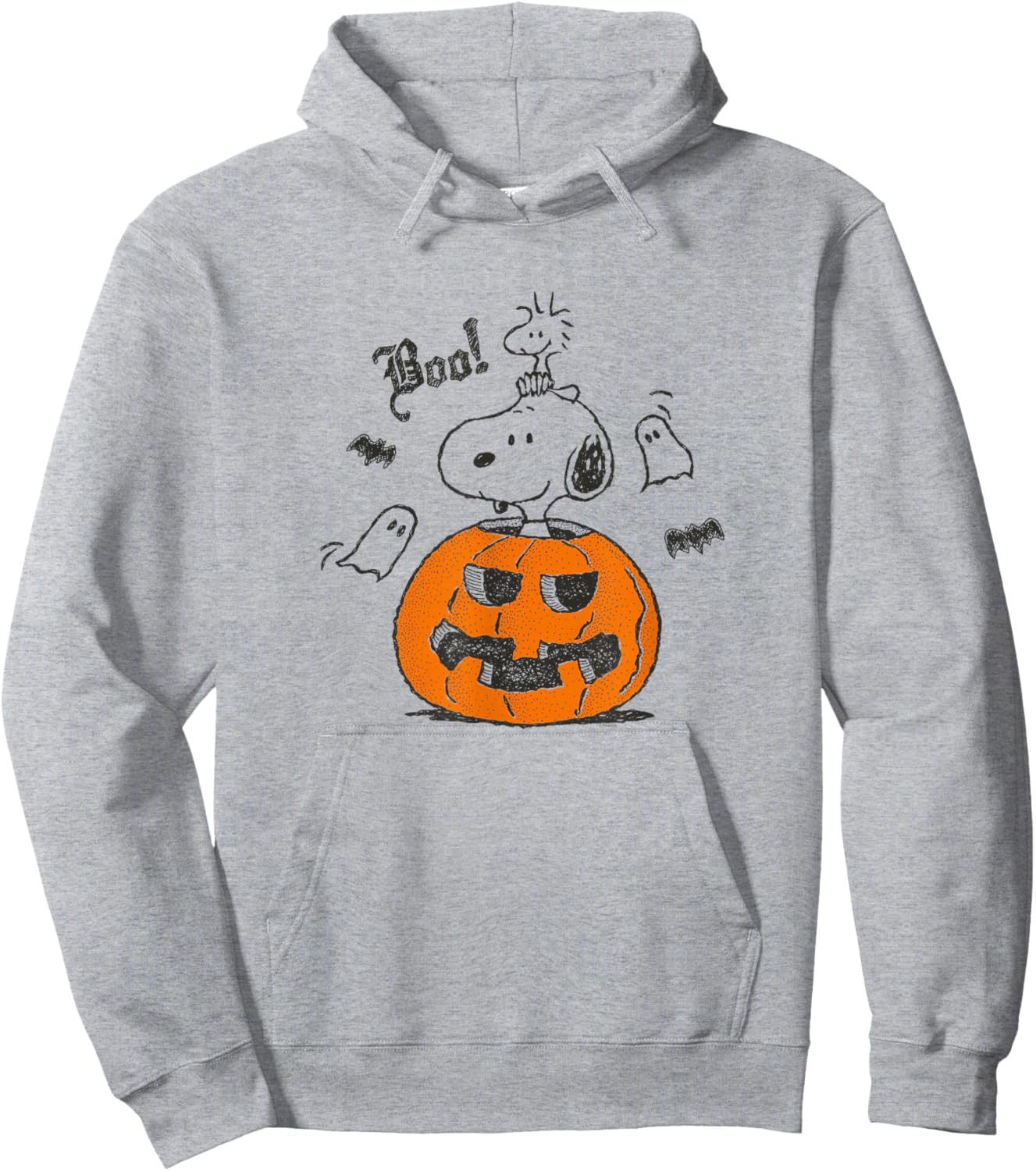 Peanuts - Snoopy Woodstock Halloween Pumpkin Boo Hoodie - Hoodie | Ash