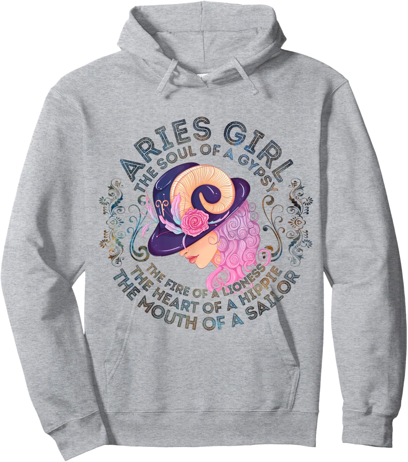 Aries Girl The Soul Of A Gypsy Birthday Hippie Soul Hoodie - Hoodie | Ash
