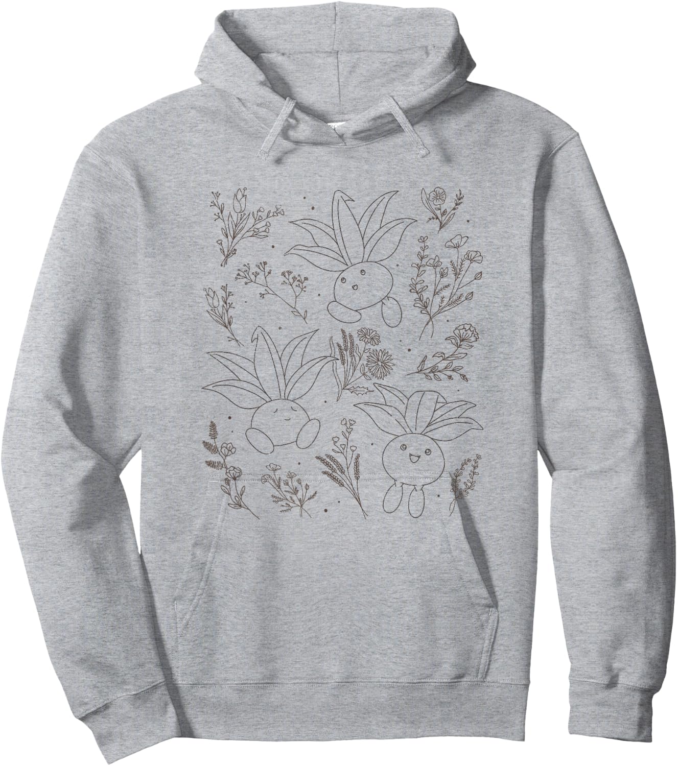 Pokémon Cute Oddish Among The Flowers Outline Portrait Hoodie - Hoodie | Ash