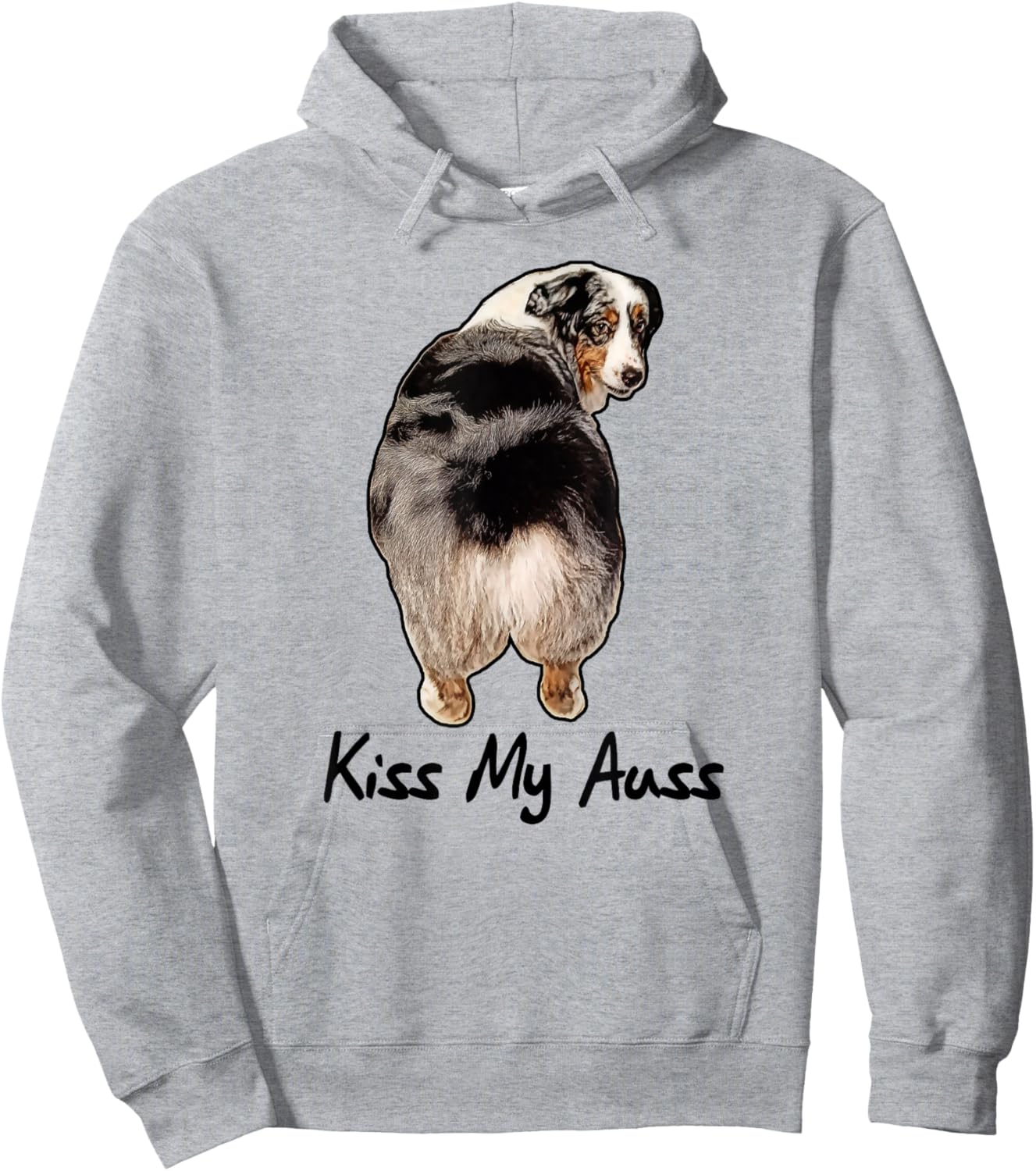 Funny Miniature Australian Shepherd Kiss My Auss Mini Aussie Hoodie - Hoodie | Ash