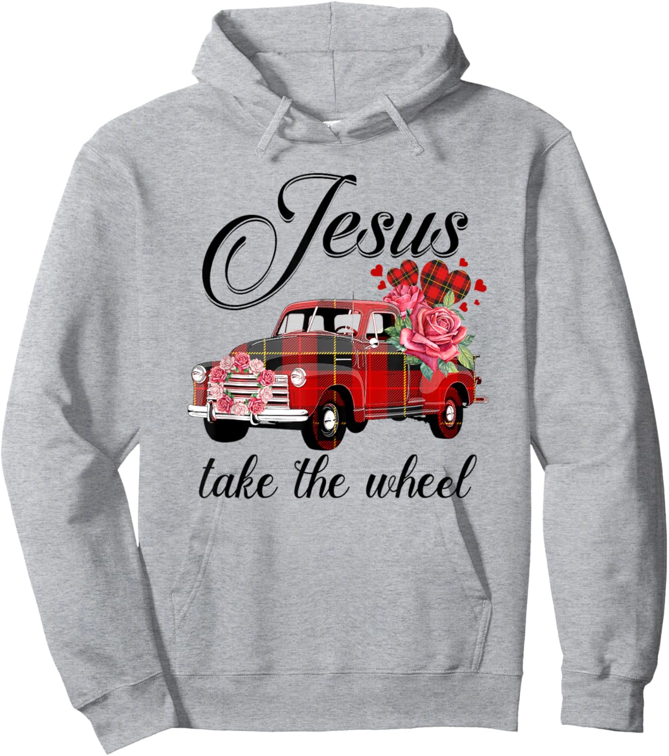Jesus Take The Wheel Red Truck Christmas God Believer Hoodie - Hoodie | Ash