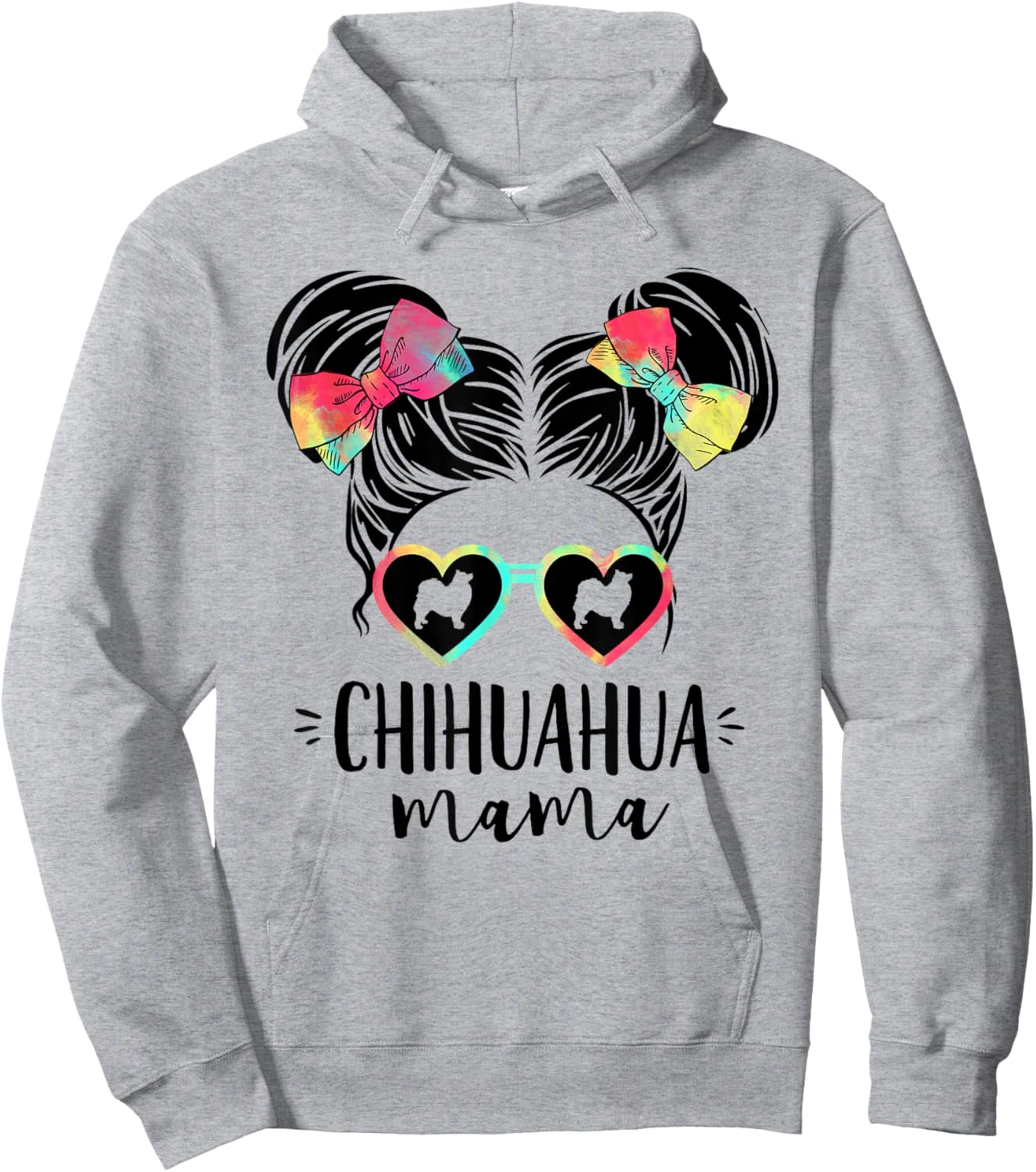 Chihuahua Mama Gifts Double Bun Hair Chi-Chi Gifts Dog Mom Women Girls Kids Hoodie - Hoodie | Ash