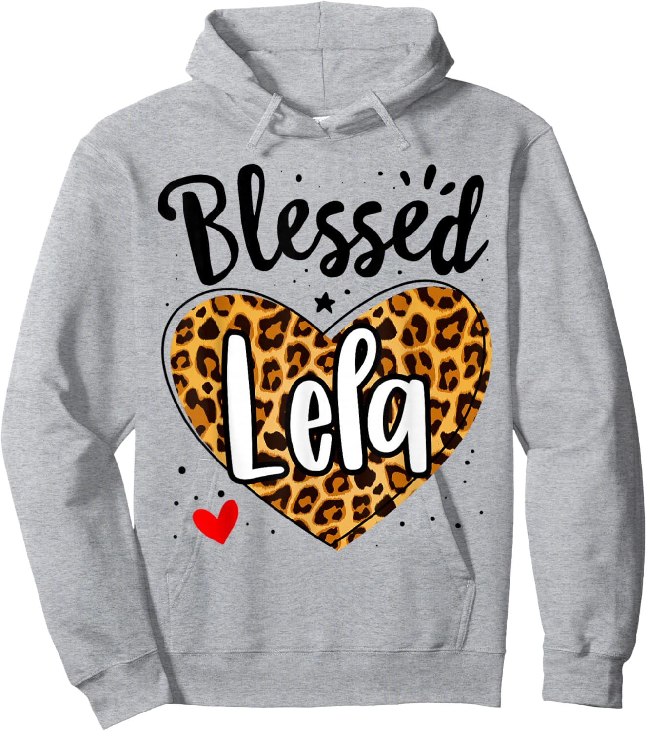 Blessed Lela Leopard Print Nana Mother's Day Grandma Mama Hoodie - Hoodie | Ash