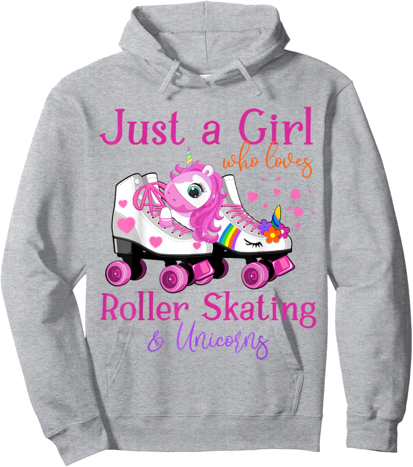 Just A Girl Who Loves Roller Skating & Unicorns Roller Skate Hoodie - Hoodie | Ash