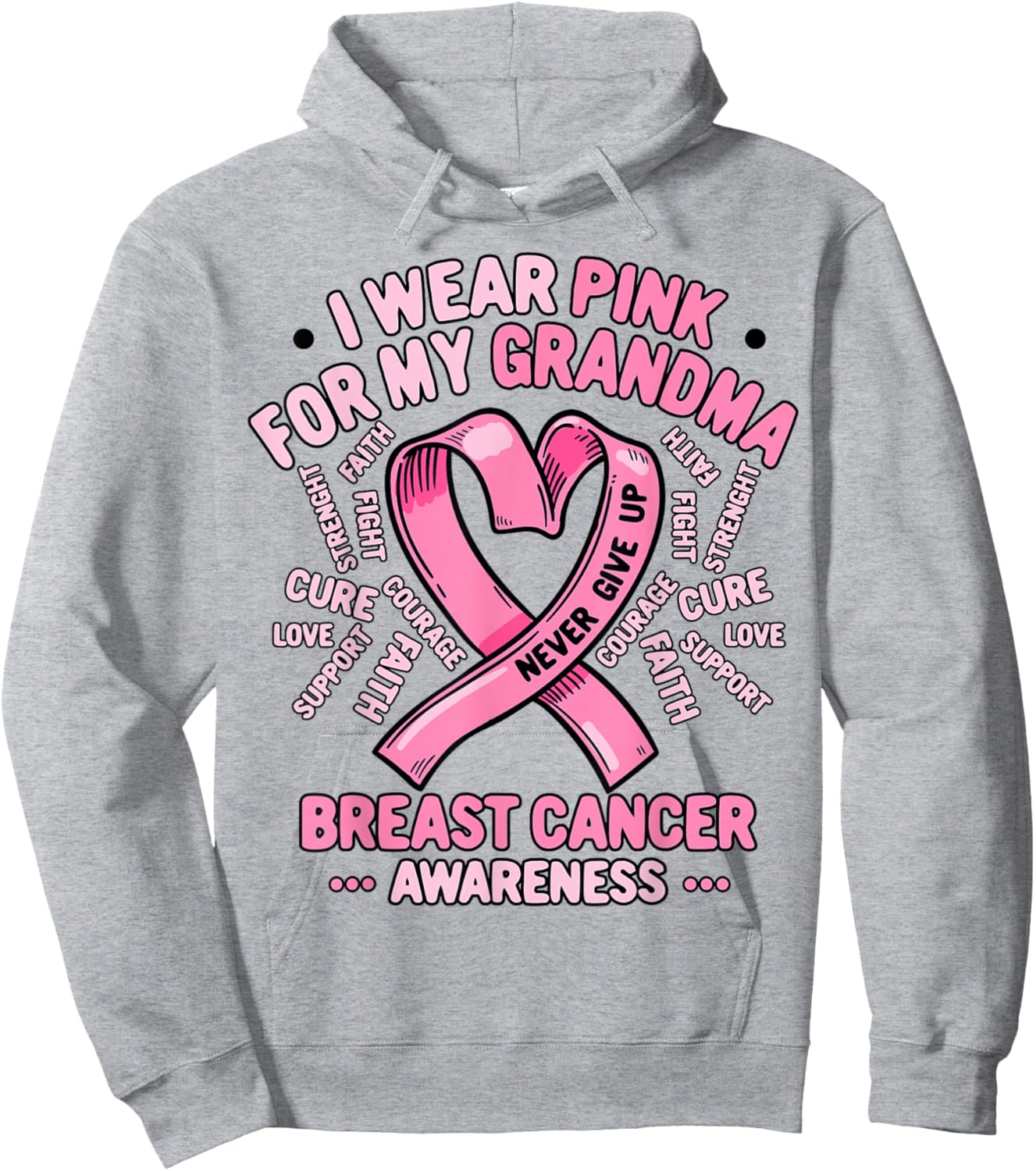 Breast Cancer Awareness Month I Wear Pink For My Grandma Hoodie - Hoodie | Ash