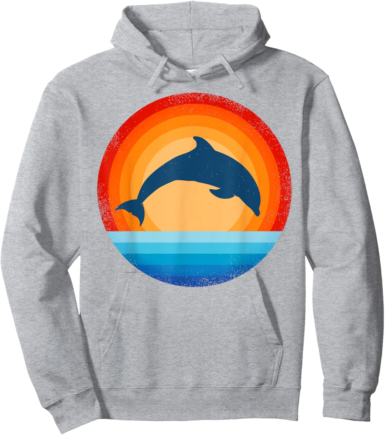Dolphin Retro Vintage 60s 70s Sunset Sea Animal Men Women Hoodie - Hoodie | Ash