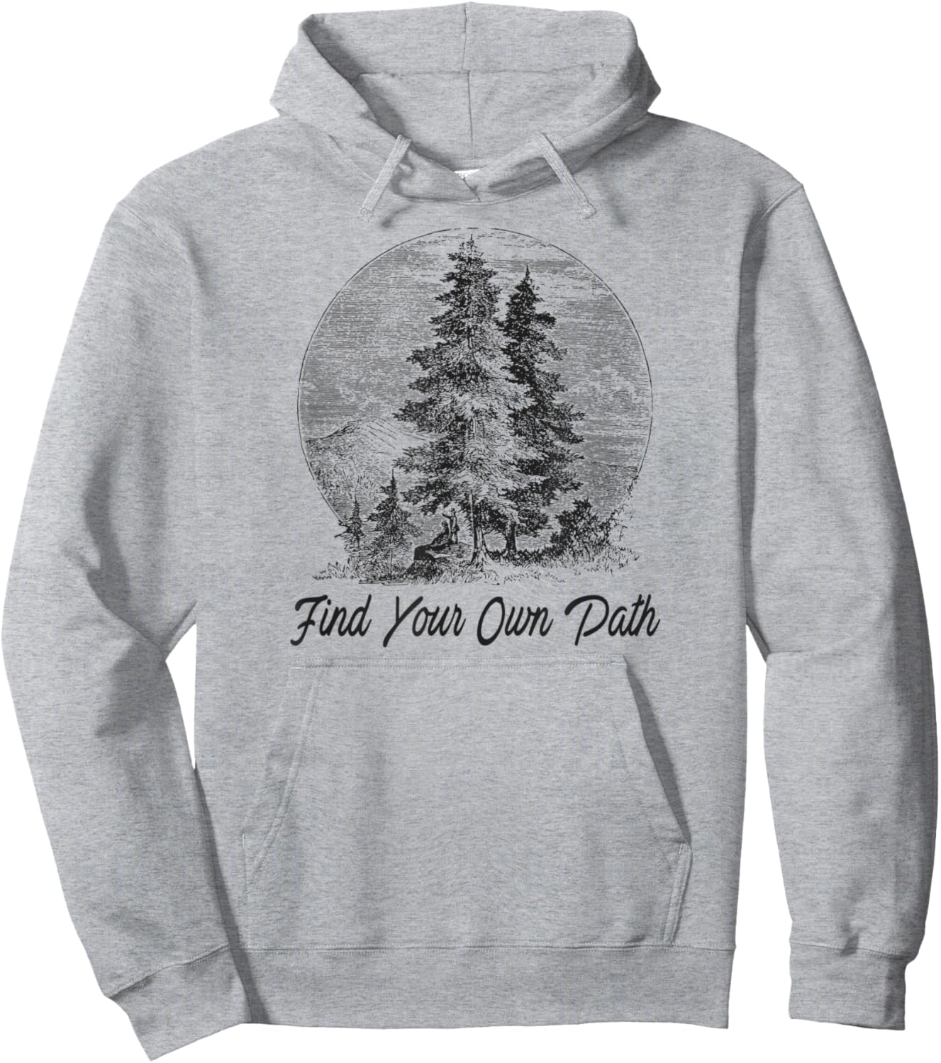 Inspiring Quote FIND YOUR OWN PATH Vintage Camping Hiking Hoodie - Hoodie | Ash