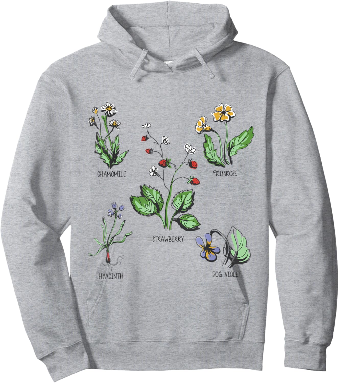 Garden plants in pastel colours for nature lovers botany Hoodie - Hoodie | Ash