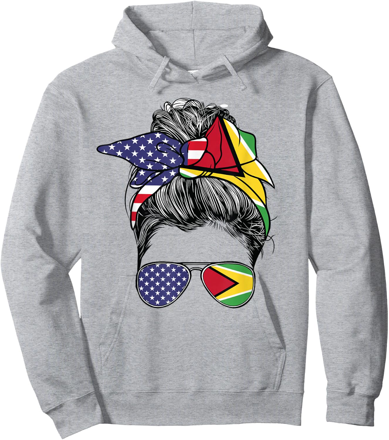 Guyanese Women Girl USA Heritage American Guyana Flag Hoodie - Hoodie | Ash