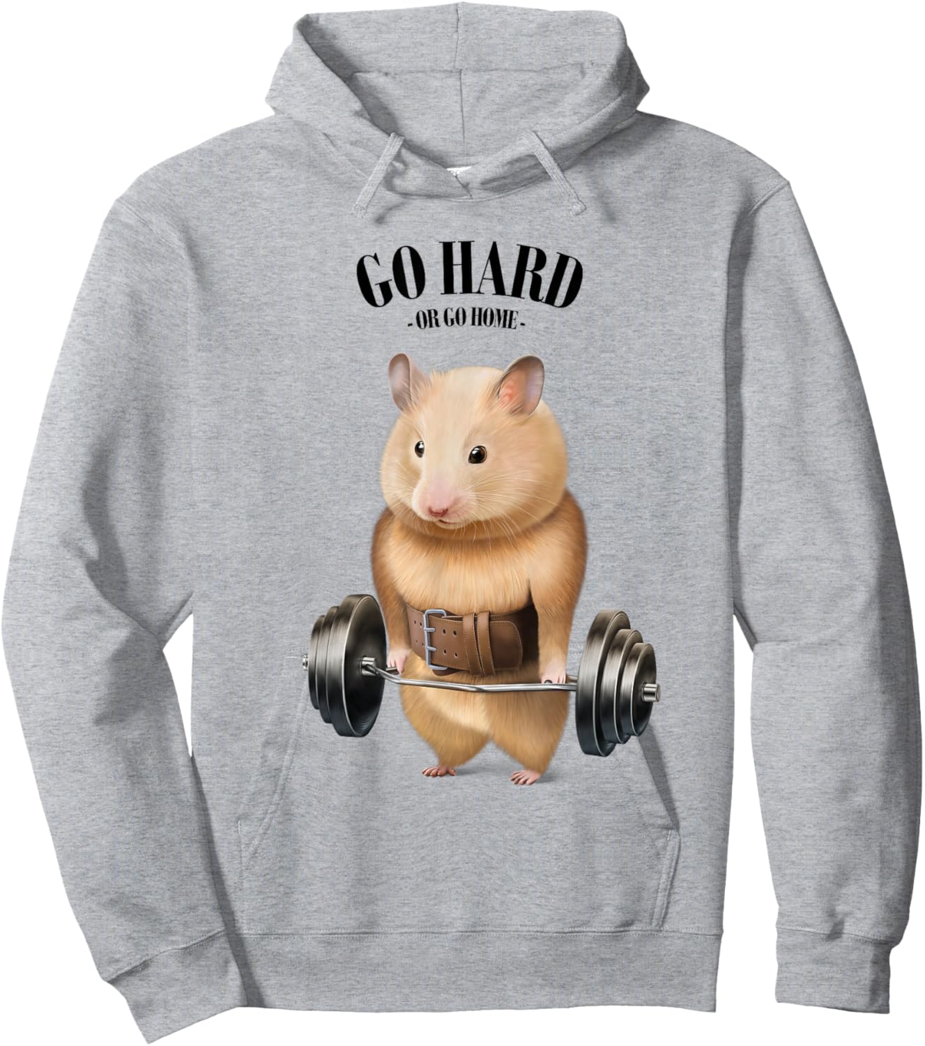 Hamster Muscle Training with Barbell Shrug Bar Fitness Gym Hoodie - Hoodie | Ash
