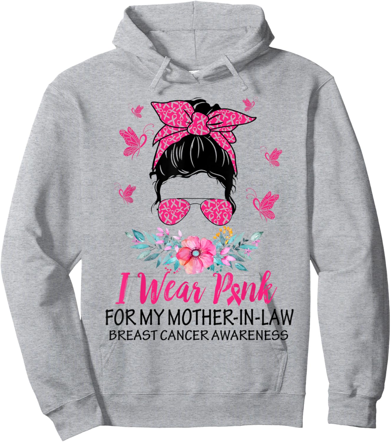 I Wear Pink for My Mother In Law Breast Cancer Awareness Hoodie - Hoodie | Ash