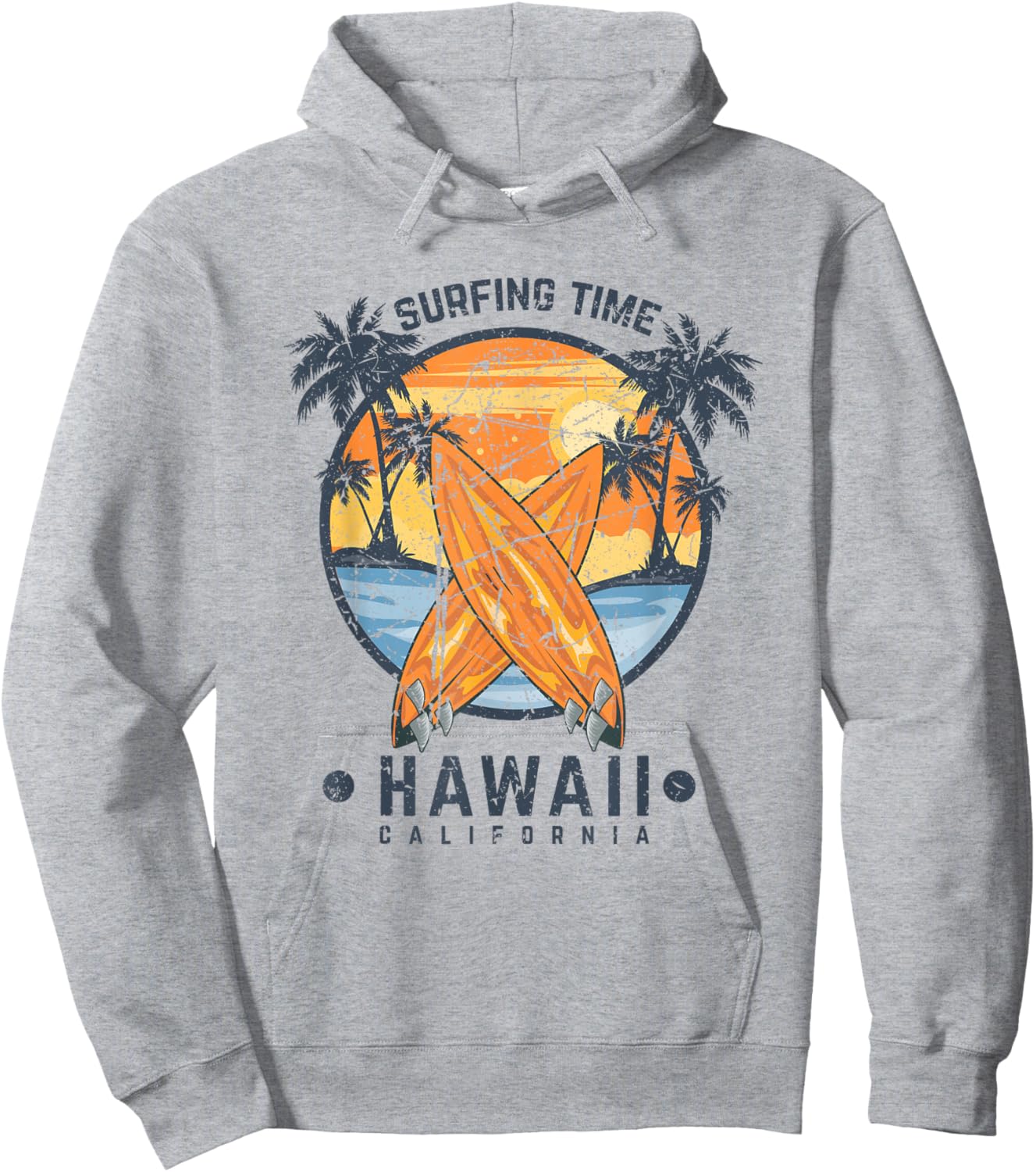 Surfing Time Hawaii California Beach Retro Vintage Hawaiian Women Girls Kids Hoodie - Hoodie | Ash